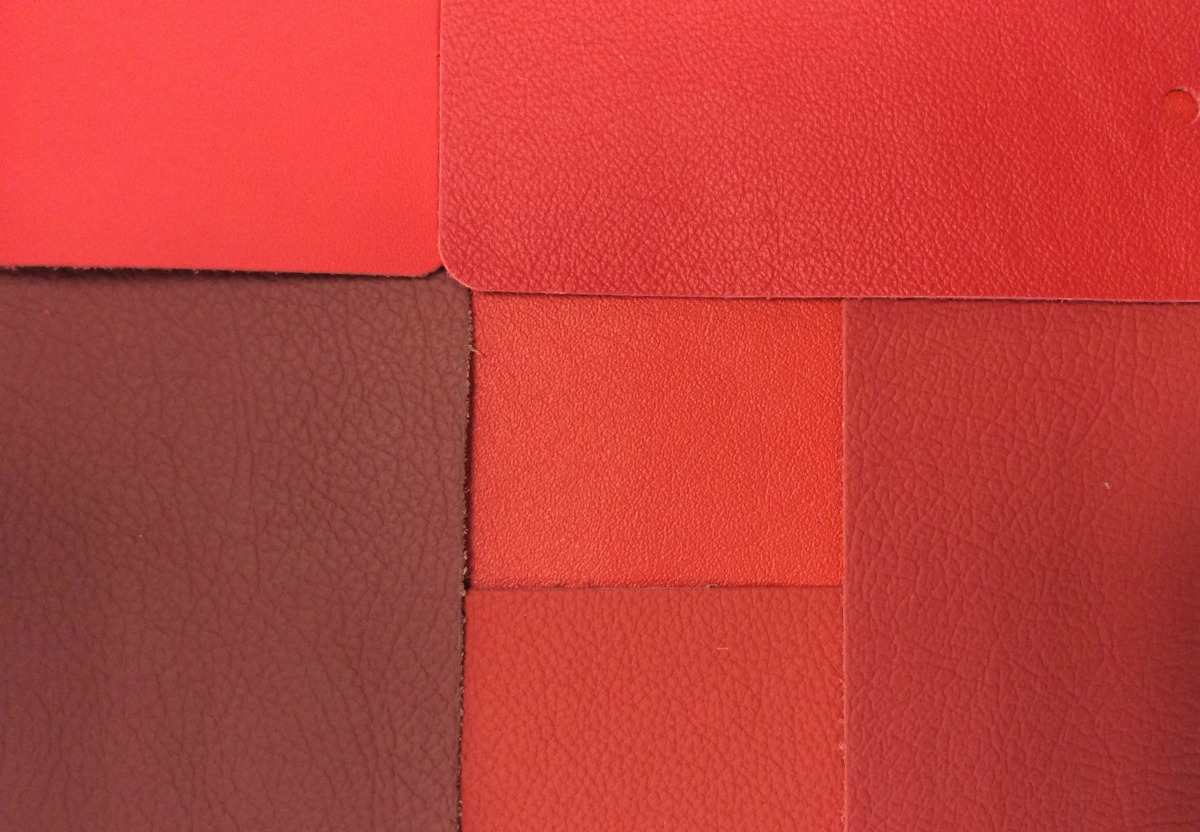 Red leather for cars, red upholstery leather