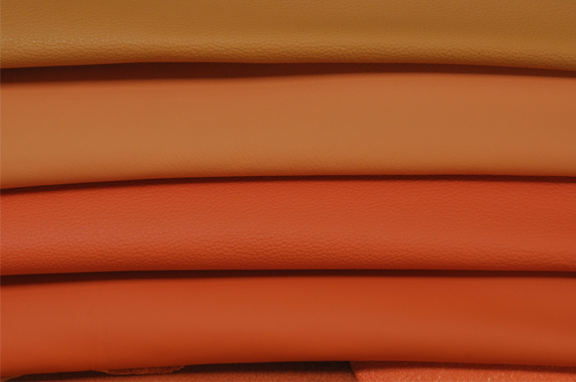 Orange leather, orange vinyl, orange Alcantara