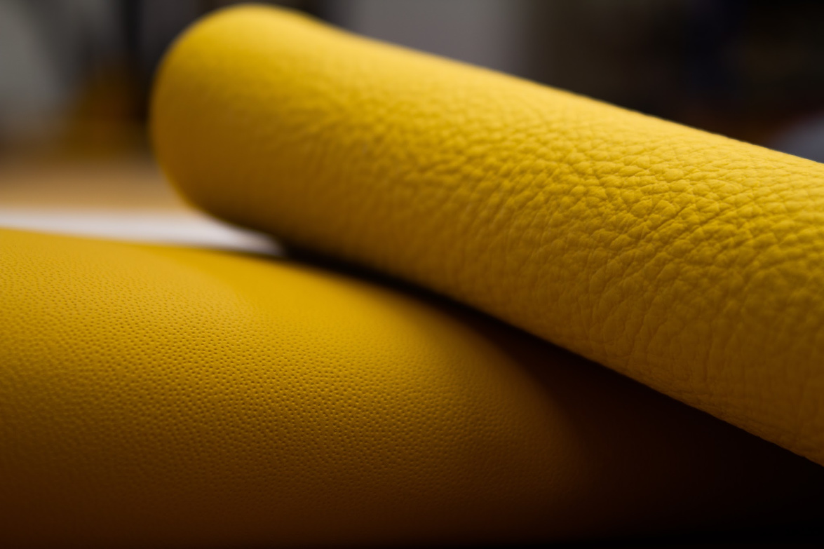 Yellow automotive leather