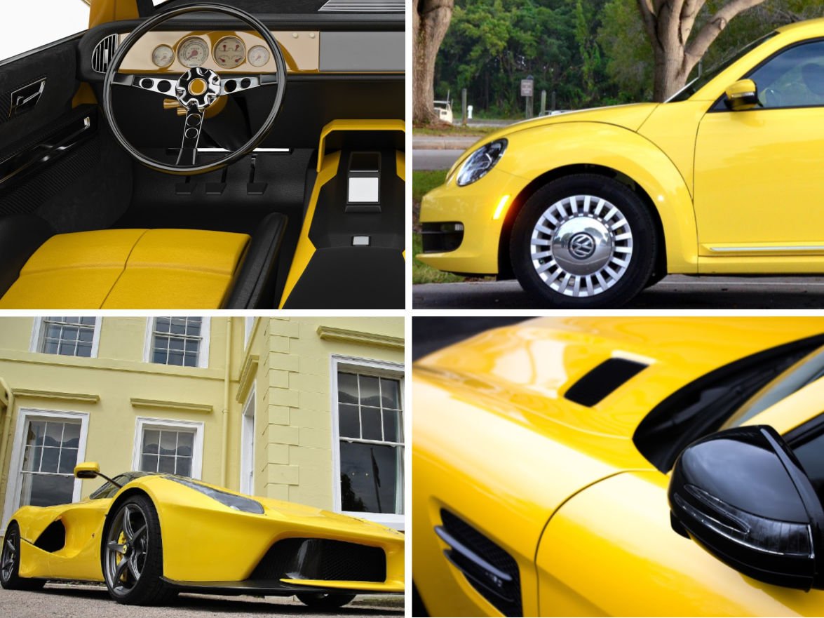 yellow automotive leather